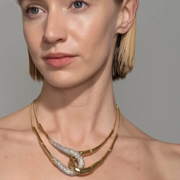 ALEXIS BITTAR • Bold Solanales Gold Crystal Interlock Necklace - Picture 5 of 8